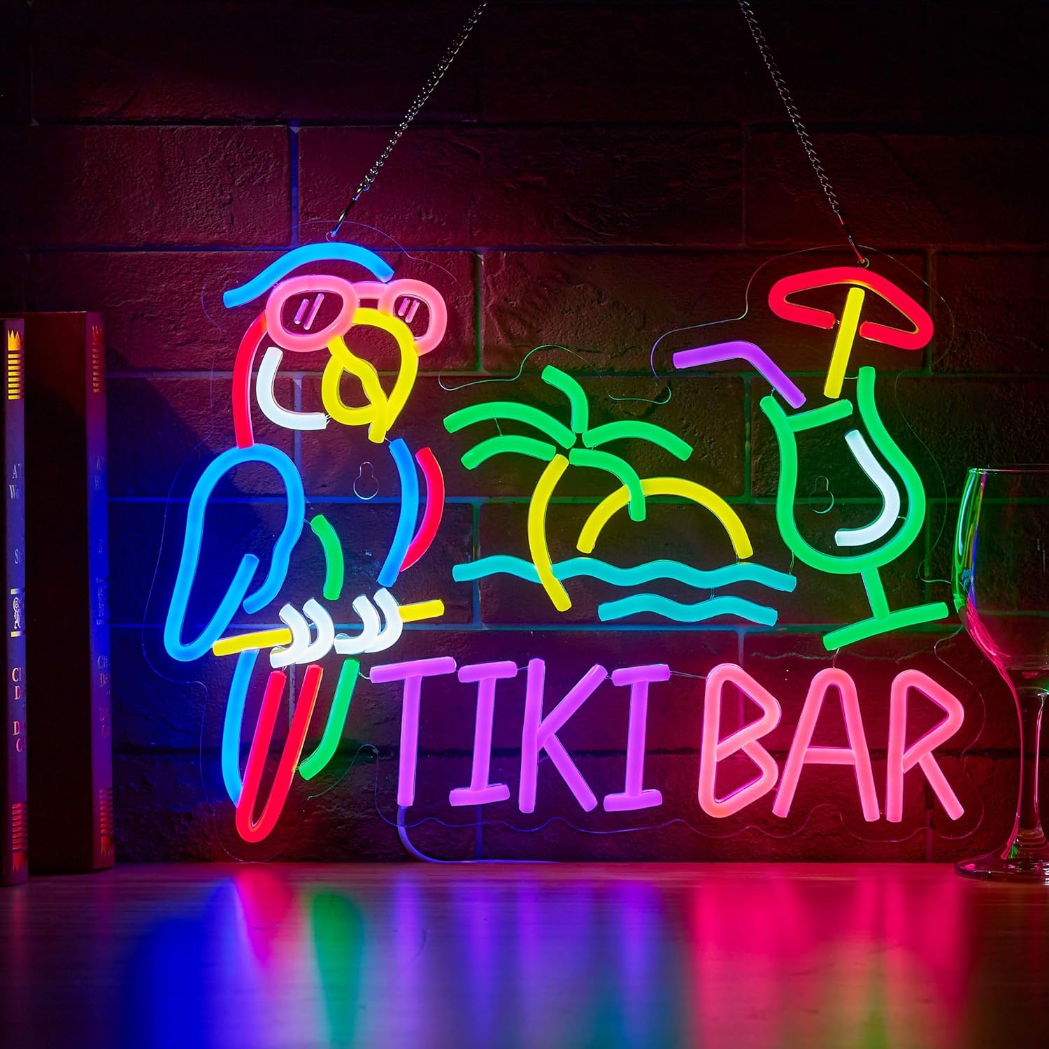 Lighting Decoration Ideas - Tiki Bar Parrot Palm Tree Neon
