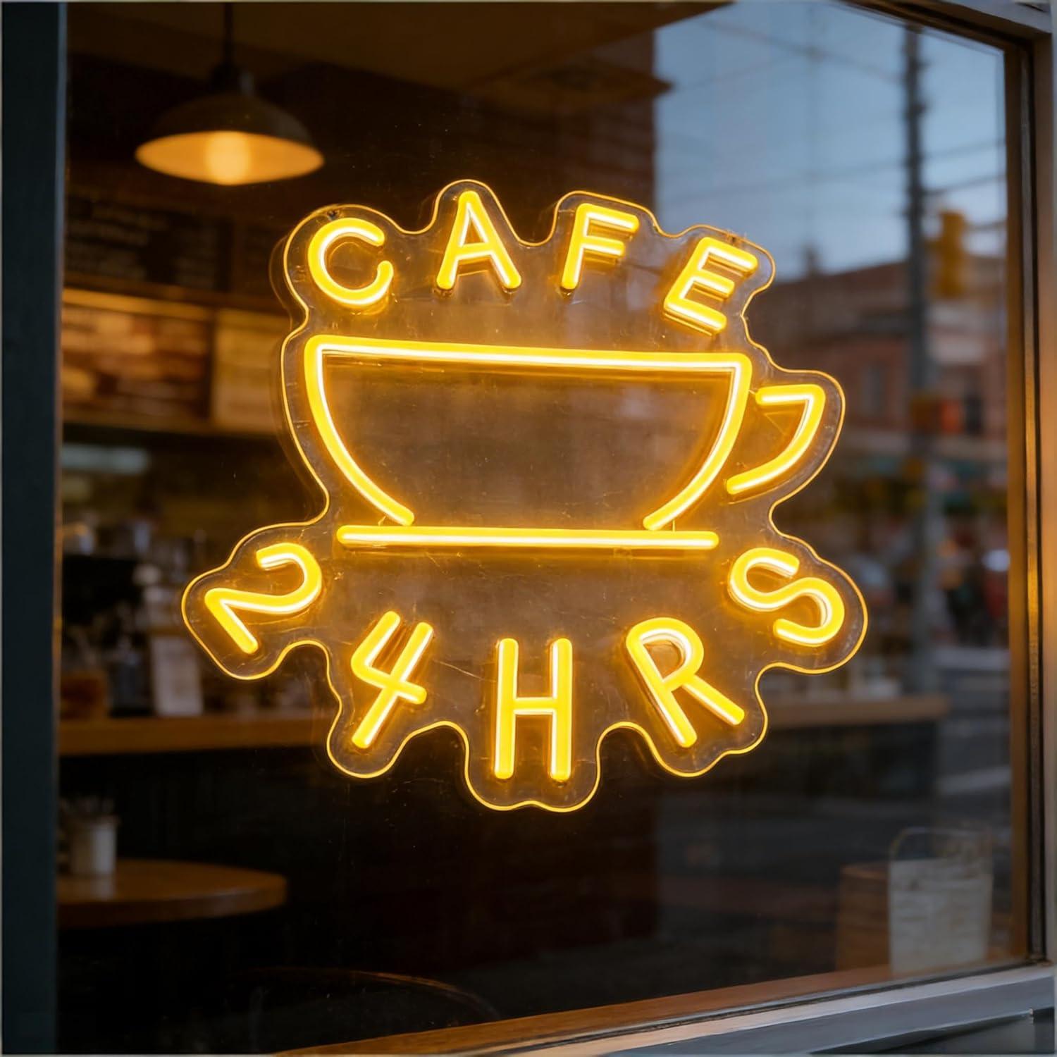 Restaurant Lighting Decoration - Cafe 24 HRS Neon Sign USB