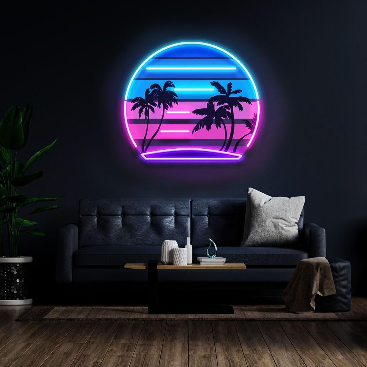 Tropical Retro Vintage Sunset  - đánh giá và giá Wall Decor Lighting Tree