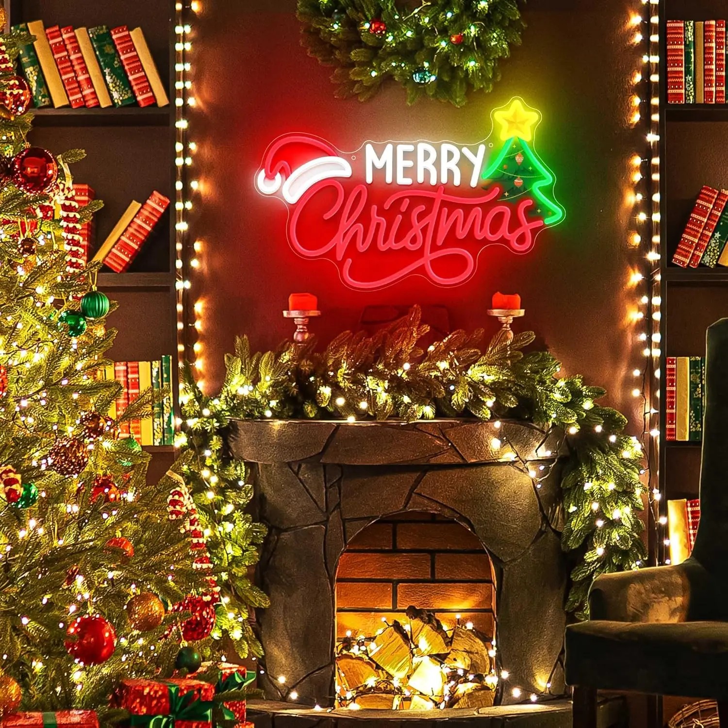 Xmas Tree Neon LED Wall Sign M - đánh giá và giá Wall Decor Lighting Tree