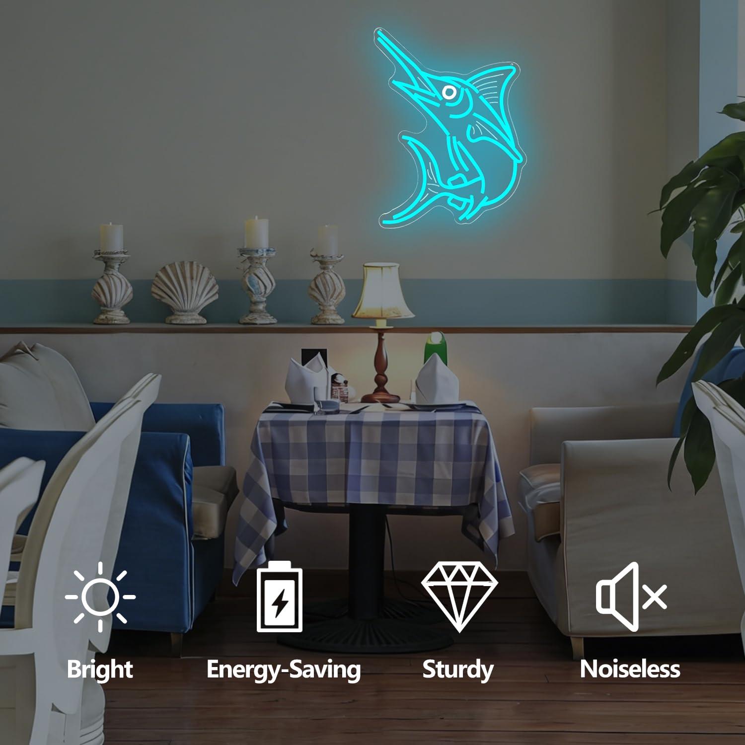 Marlin Fish Neon Sign Deep Sea - đánh giá và giá Restaurant Lighting Decoration