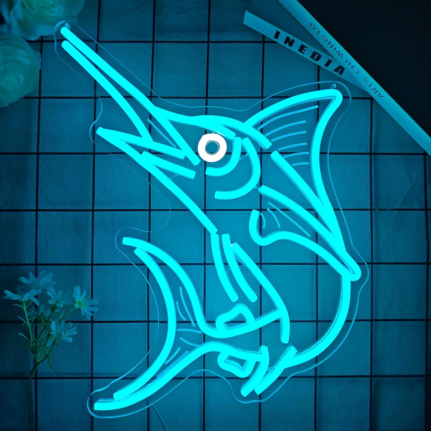 Marlin Fish Neon Sign Deep Sea - đánh giá và giá Restaurant Lighting Decoration