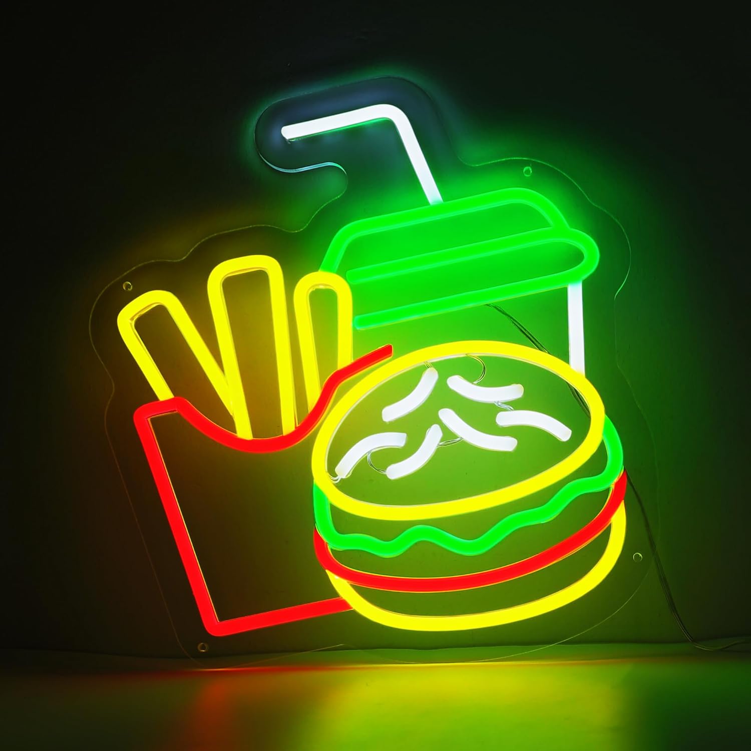 Burger Neon Sign French Fries  - đánh giá và giá Restaurant Lighting Decoration