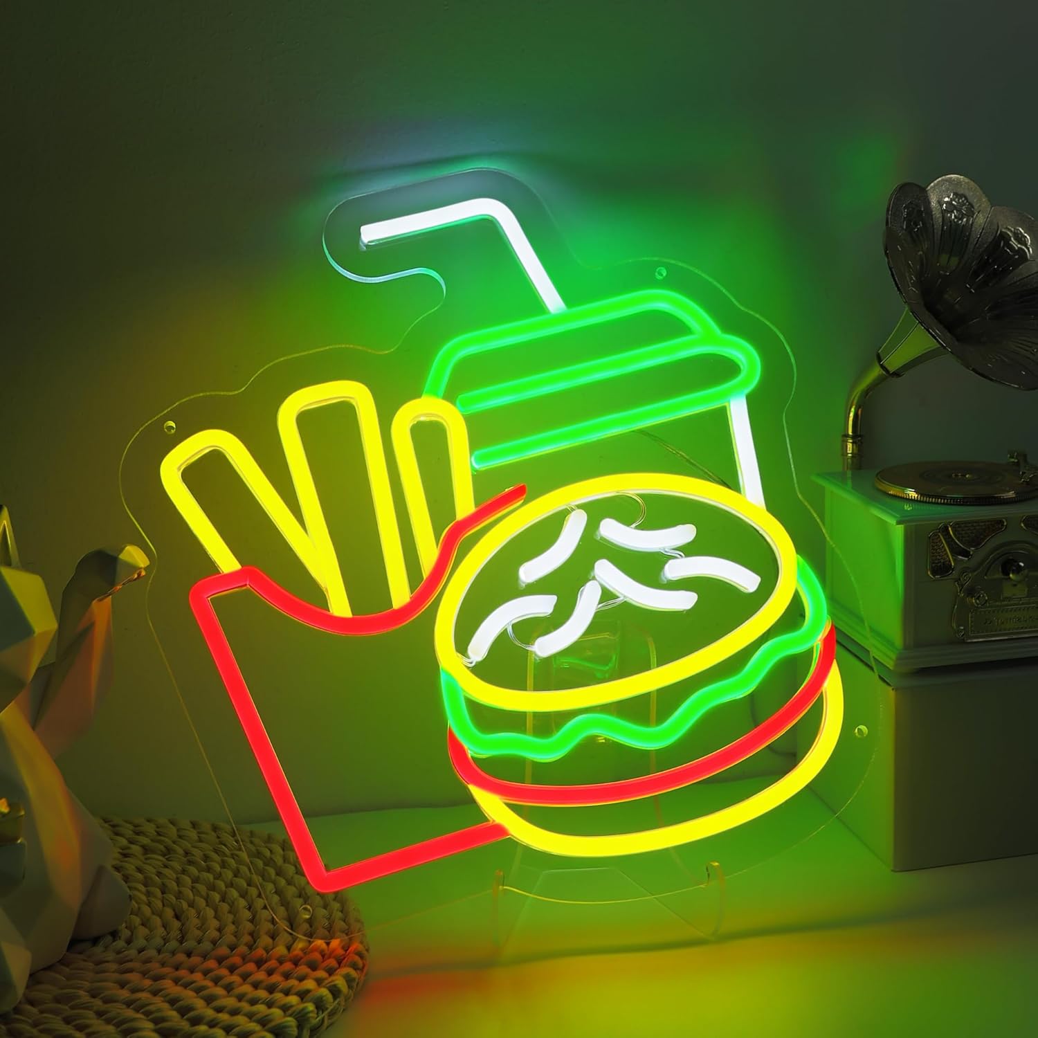 Burger Neon Sign French Fries  - đánh giá và giá Restaurant Lighting Decoration