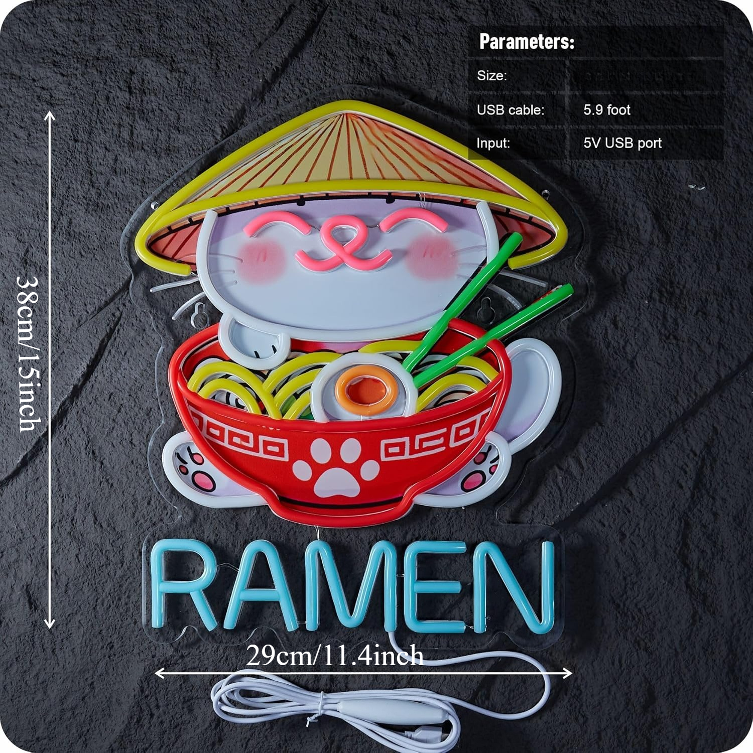 Fortune Cat Ramen Neon Sign Ja - đánh giá và giá Restaurant Lighting Decoration