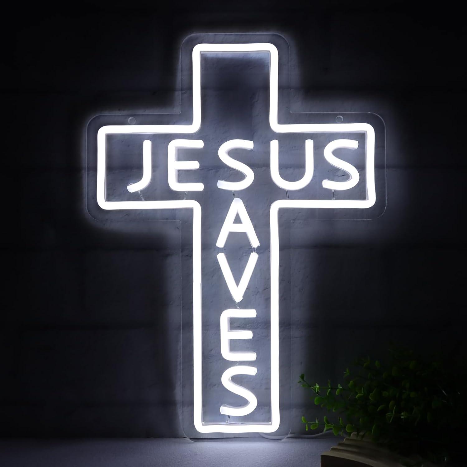 Jesus Saves Cross Neon Signs U - đánh giá và giá Restaurant Lighting Decoration