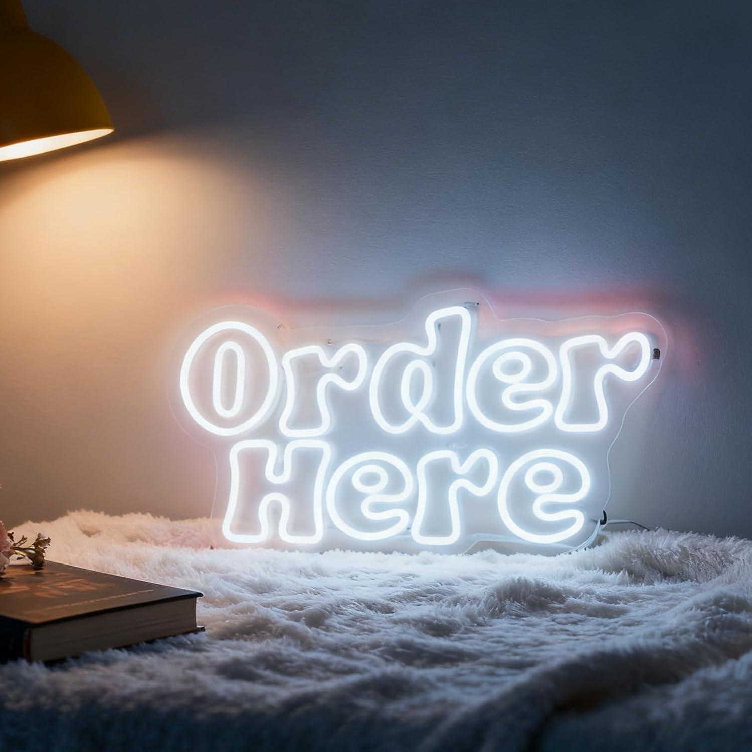 Order Here Neon Sign USB Dimma - đánh giá và giá Restaurant Lighting Decoration