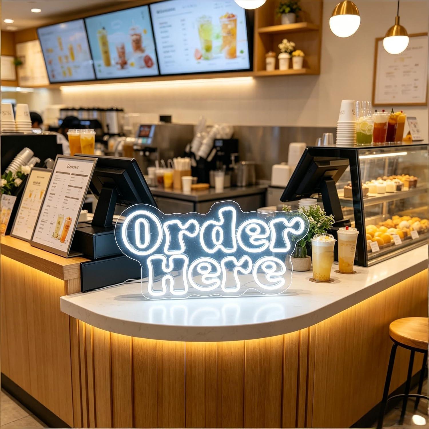 Order Here Neon Sign USB Dimma - đánh giá và giá Restaurant Lighting Decoration