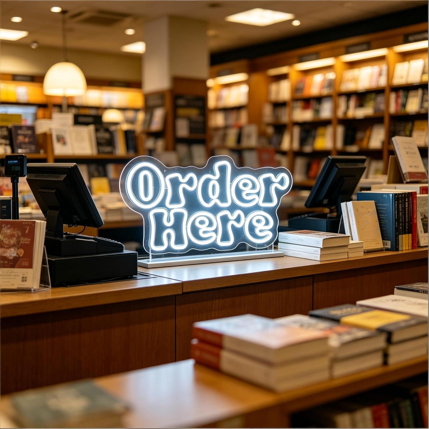 Order Here Neon Sign USB Dimma - đánh giá và giá Restaurant Lighting Decoration