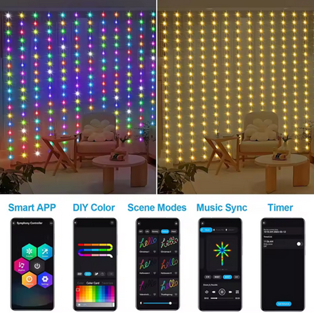 3M RGB Smart LED Curtain Light - đánh giá và giá Lighting Decor Outdoor