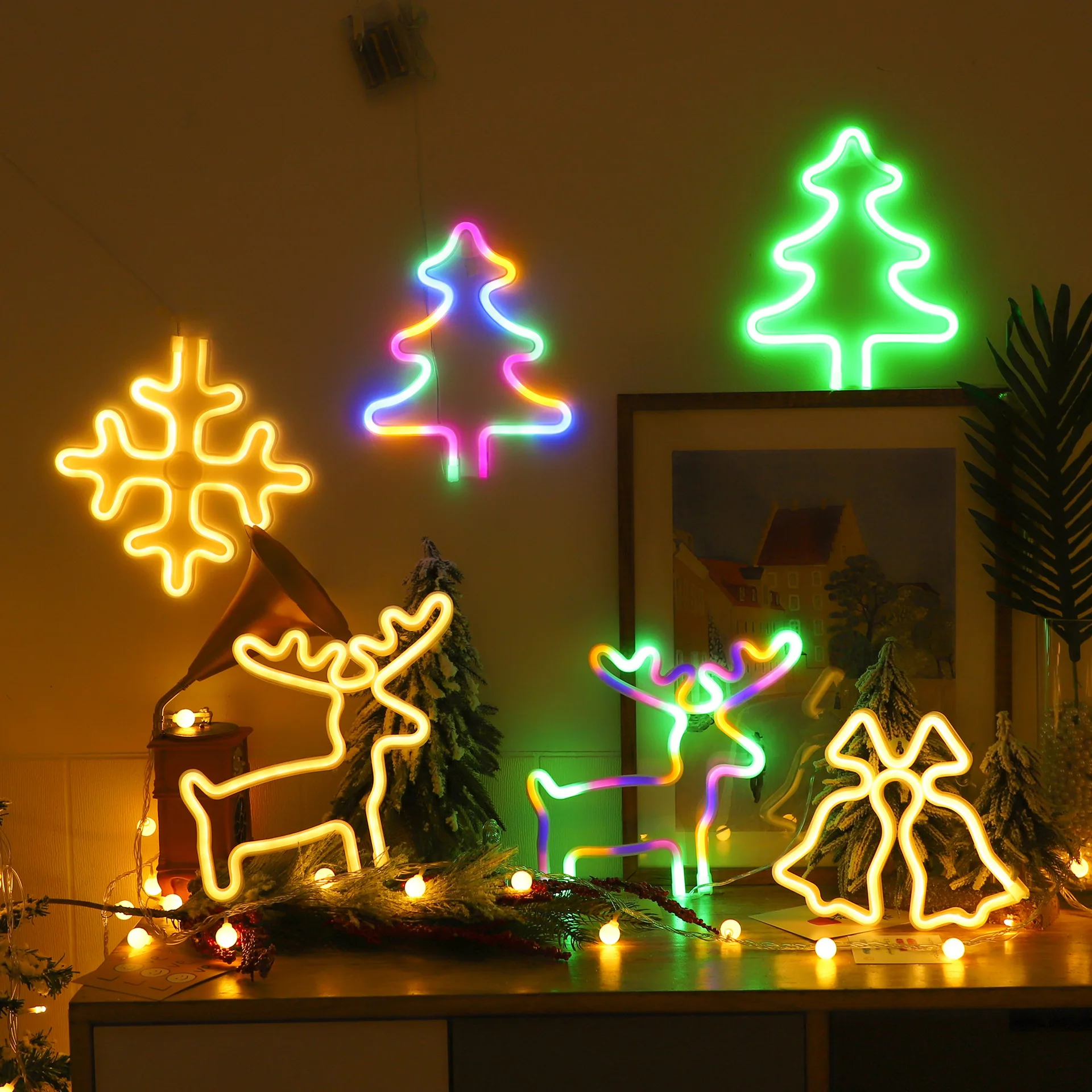 LED Christmas Socks Neon Sign  - đánh giá và giá Wall Decor Lighting Tree