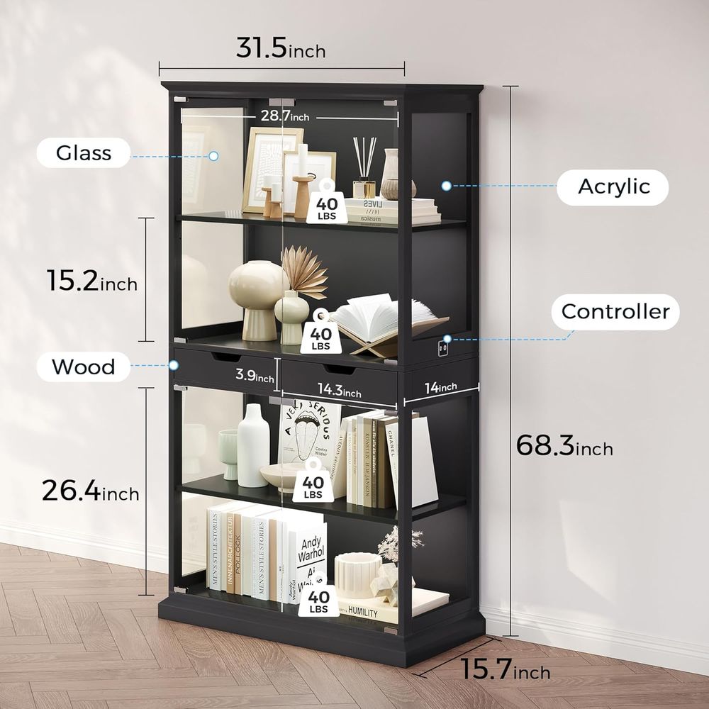 68 Tall Glass Display Cabinet  - đánh giá và giá Lighting & Home Decor Studio Photos