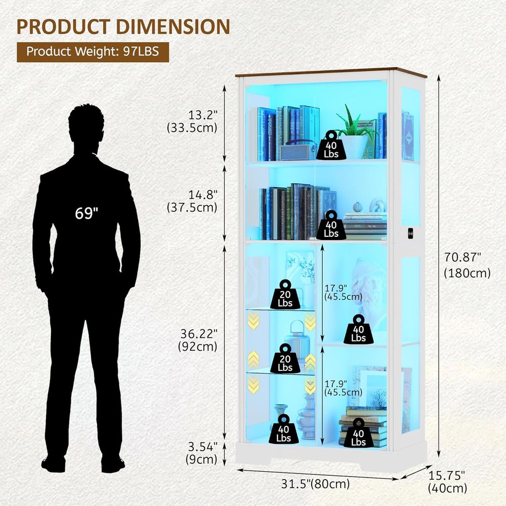 7-Tier Glass Display Cabinet w - đánh giá và giá Lighting & Home Decor Studio Photos