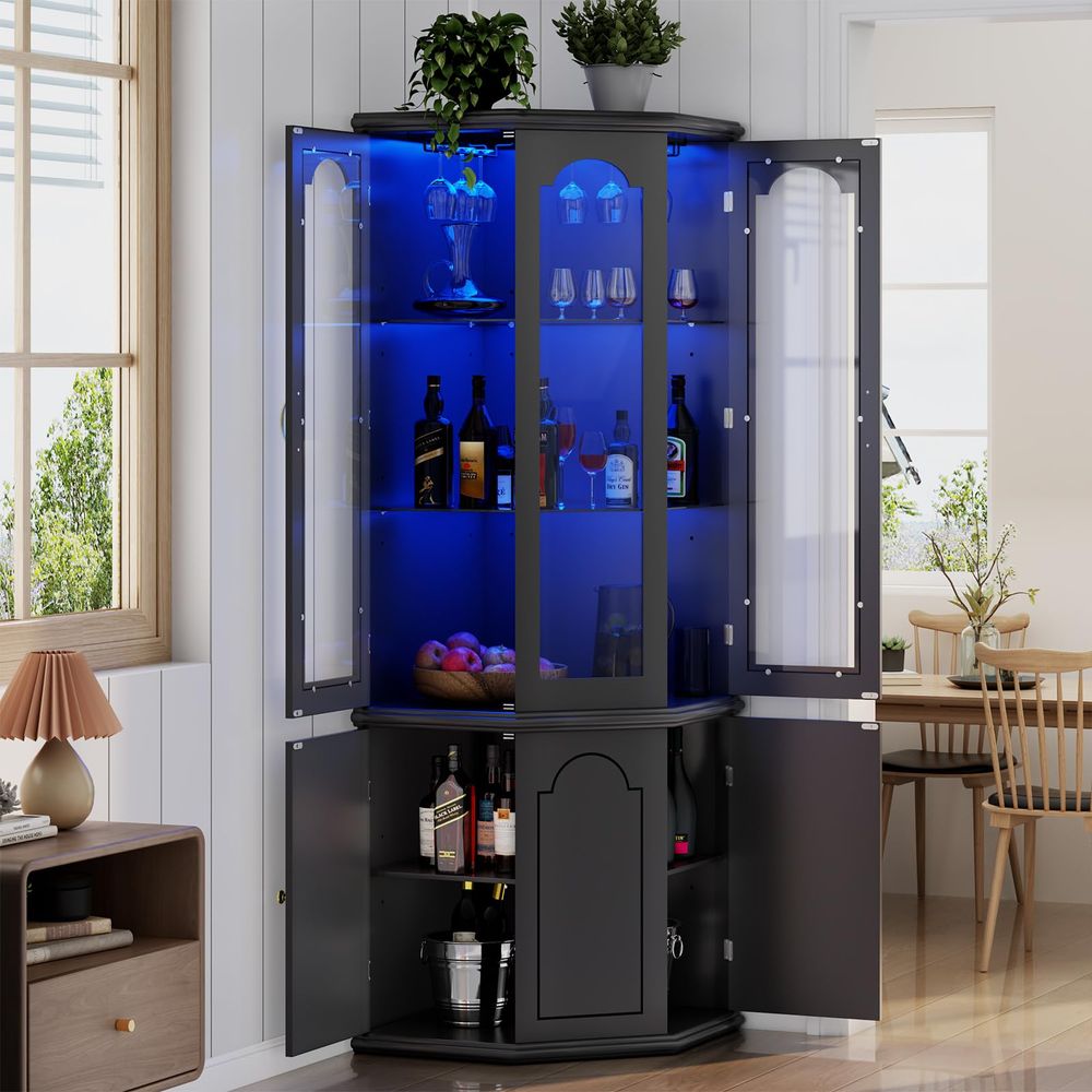 Corner Bar Cabinet w LED Light - đánh giá và giá Lighting & Home Decor Studio Photos