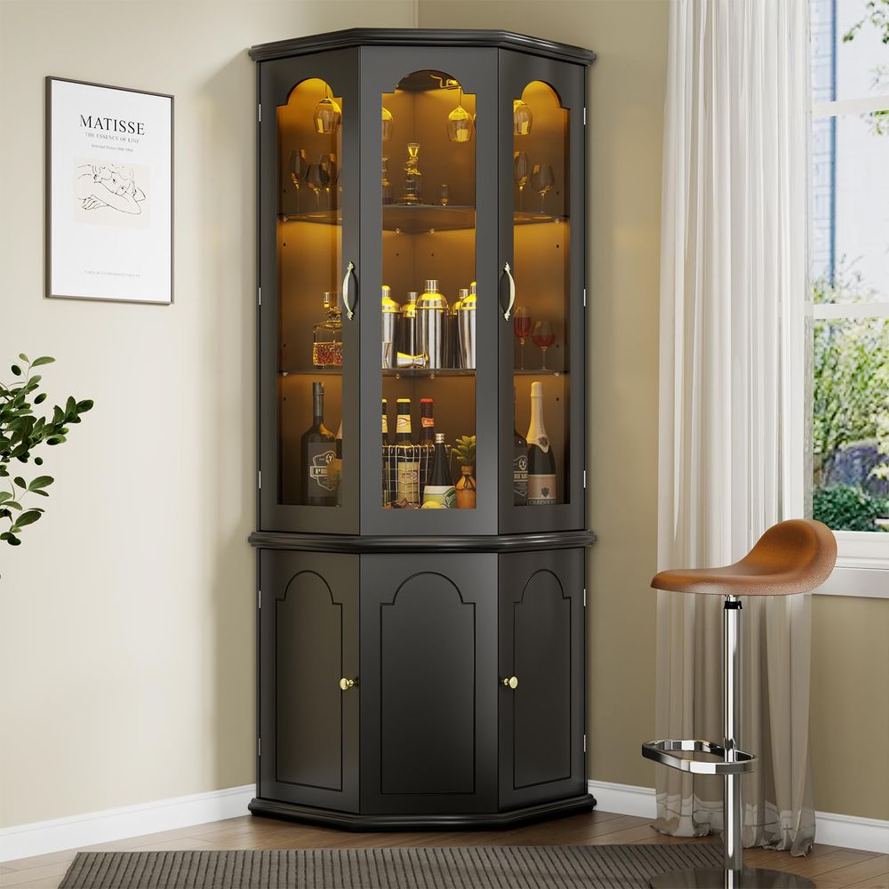 Corner Bar Cabinet w LED Light - đánh giá và giá Lighting & Home Decor Studio Photos