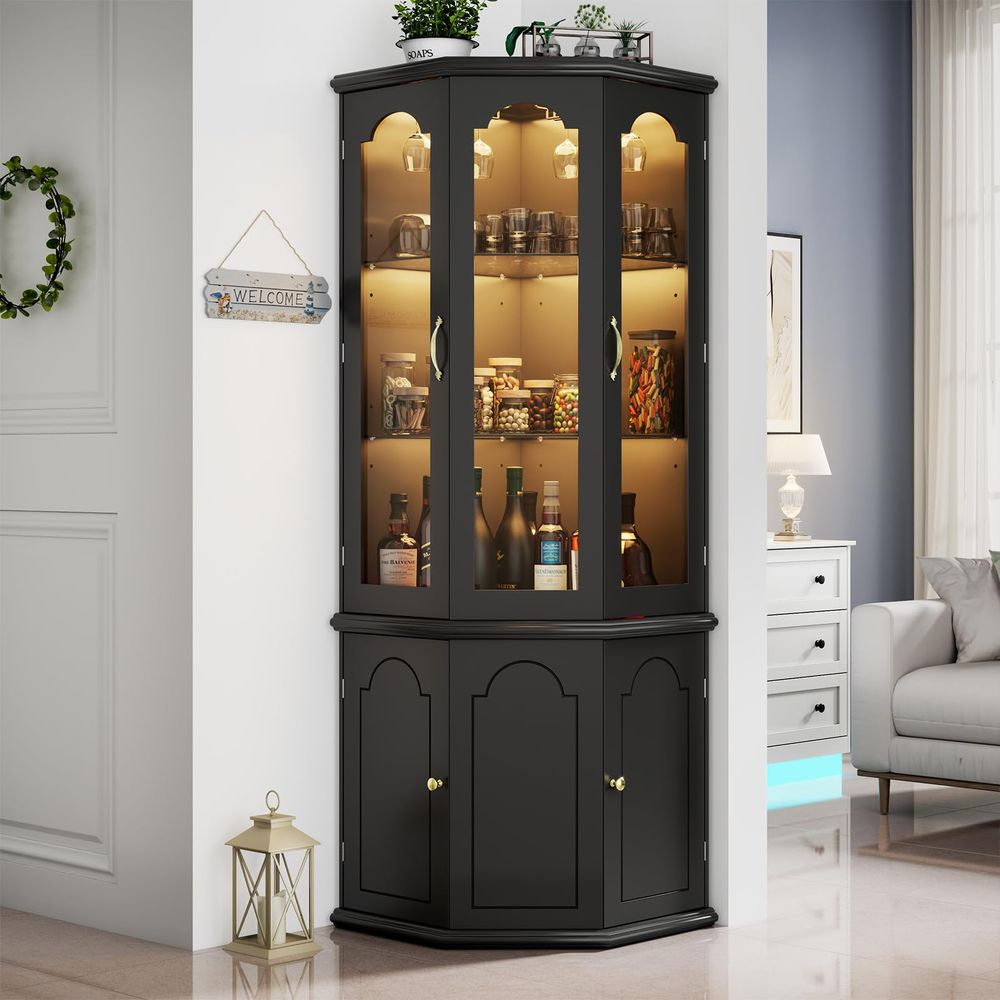 Corner Bar Cabinet w LED Light - đánh giá và giá Lighting & Home Decor Studio Photos