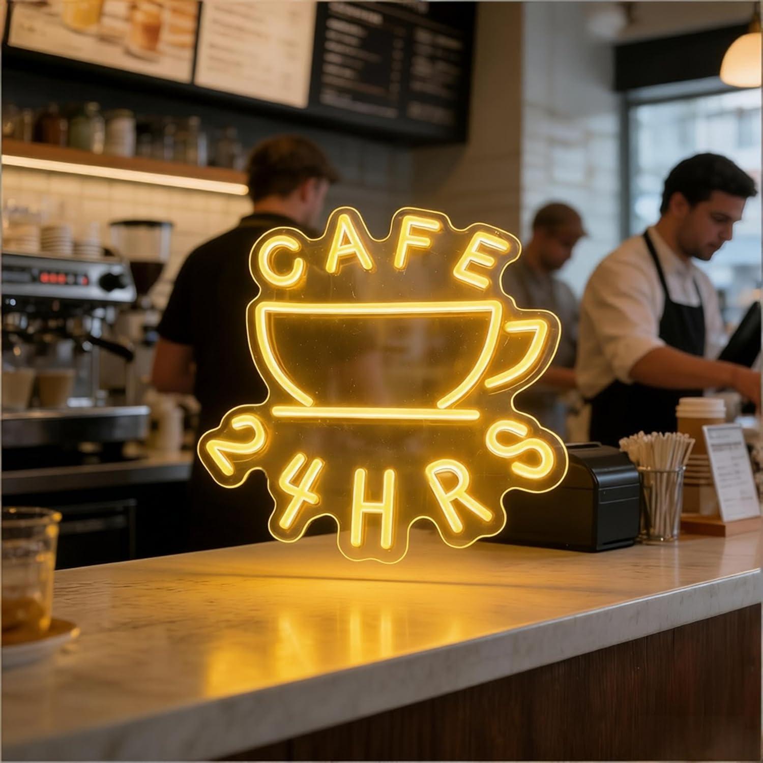 Cafe 24 HRS Neon Sign USB Dimm - đánh giá và giá Restaurant Lighting Decoration