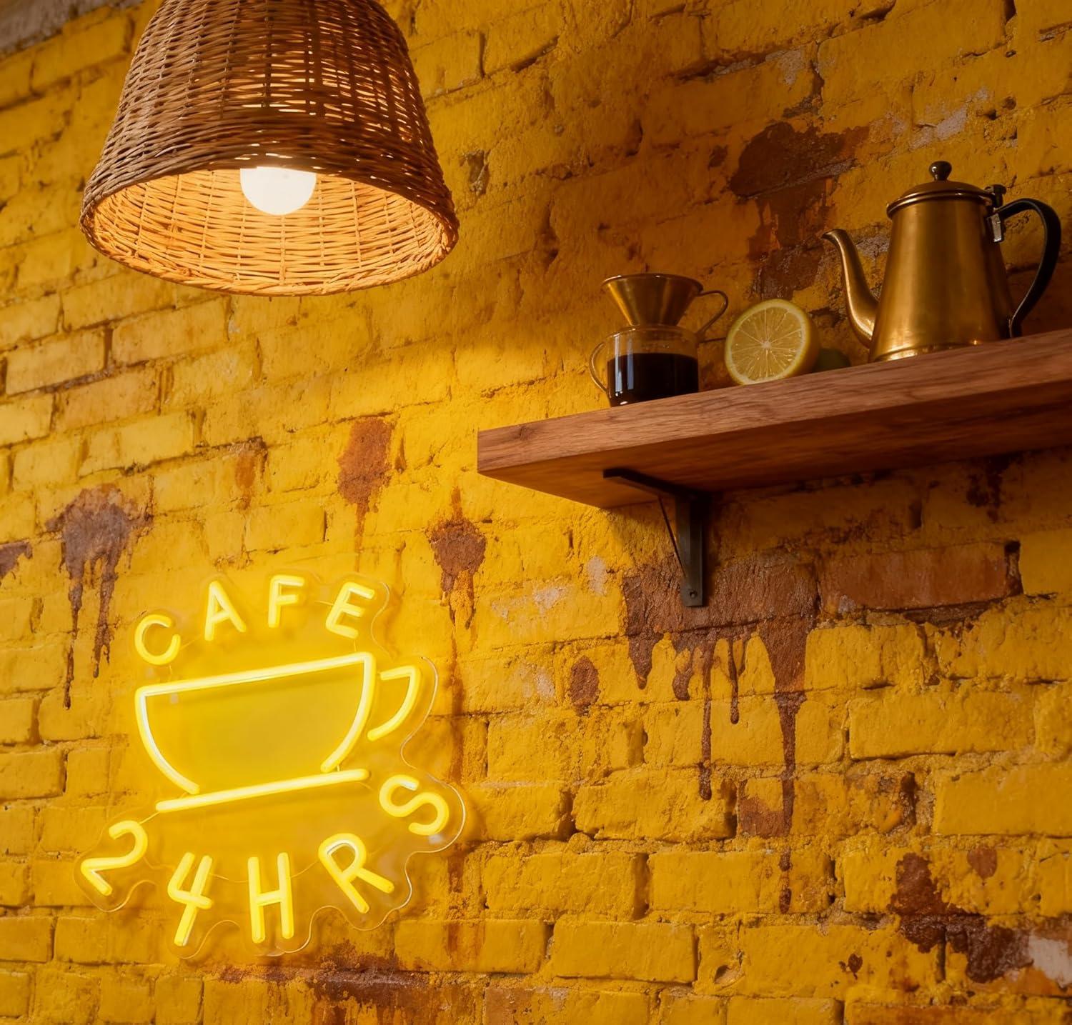 Cafe 24 HRS Neon Sign USB Dimm - đánh giá và giá Restaurant Lighting Decoration